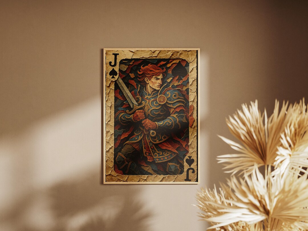 Fantasy Jack of Spades Art Print – Paper Cut Style Warrior Illustration ...