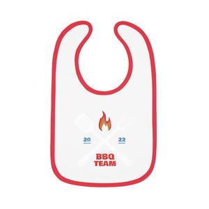 赤ちゃん用BBQチームジャージビブ、かわいいベビーギフト、BBQパーティーの必需品、ベビーシャワー、アウトドアの楽しみ、パーソナライズされたベビービブ