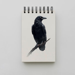 Akvarell Raven Clipart, Black Crow PNG-illustrationer (digital nedladdning) bild 9