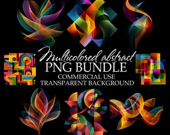Abstract PNG Clipart: Multicolored Geometric Shapes (Digital Download)
