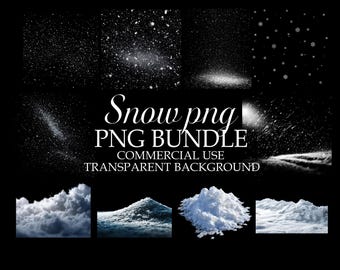 Snow PNG Overlays Bundle, Winter Clipart (Digital Download)