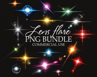 Lens Flare PNG Clipart Bundle, Lichteffekt Overlays (Digitaler Download)