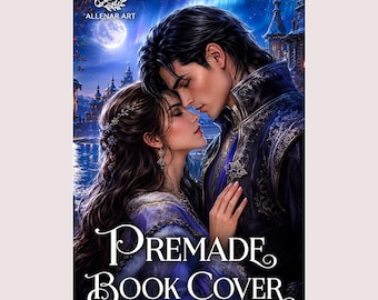 Ilustración prediseñada de portada de libro de romance, ilustración de pareja de fantasía invernal, descarga de libro electrónico de novela digital