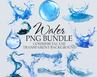 Wasser Spritzen PNG Clipart - Transparentes Overlay für kommerzielle Nutzung (Digitaler Download)