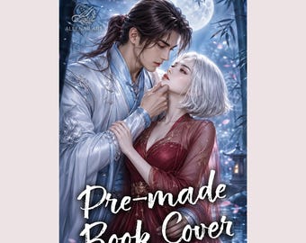 Portada de libro de mitología asiática, ilustración oriental de amor prohibido, arte romántico y fantástico para escritores.
