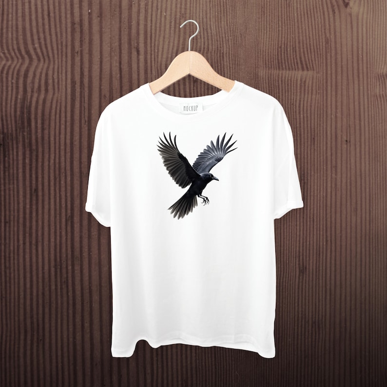 Akvarell Raven Clipart, Black Crow PNG-illustrationer (digital nedladdning) bild 8