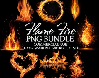 Flame Fire PNG Clipart Bundle | Transparent Background (Digital Download)