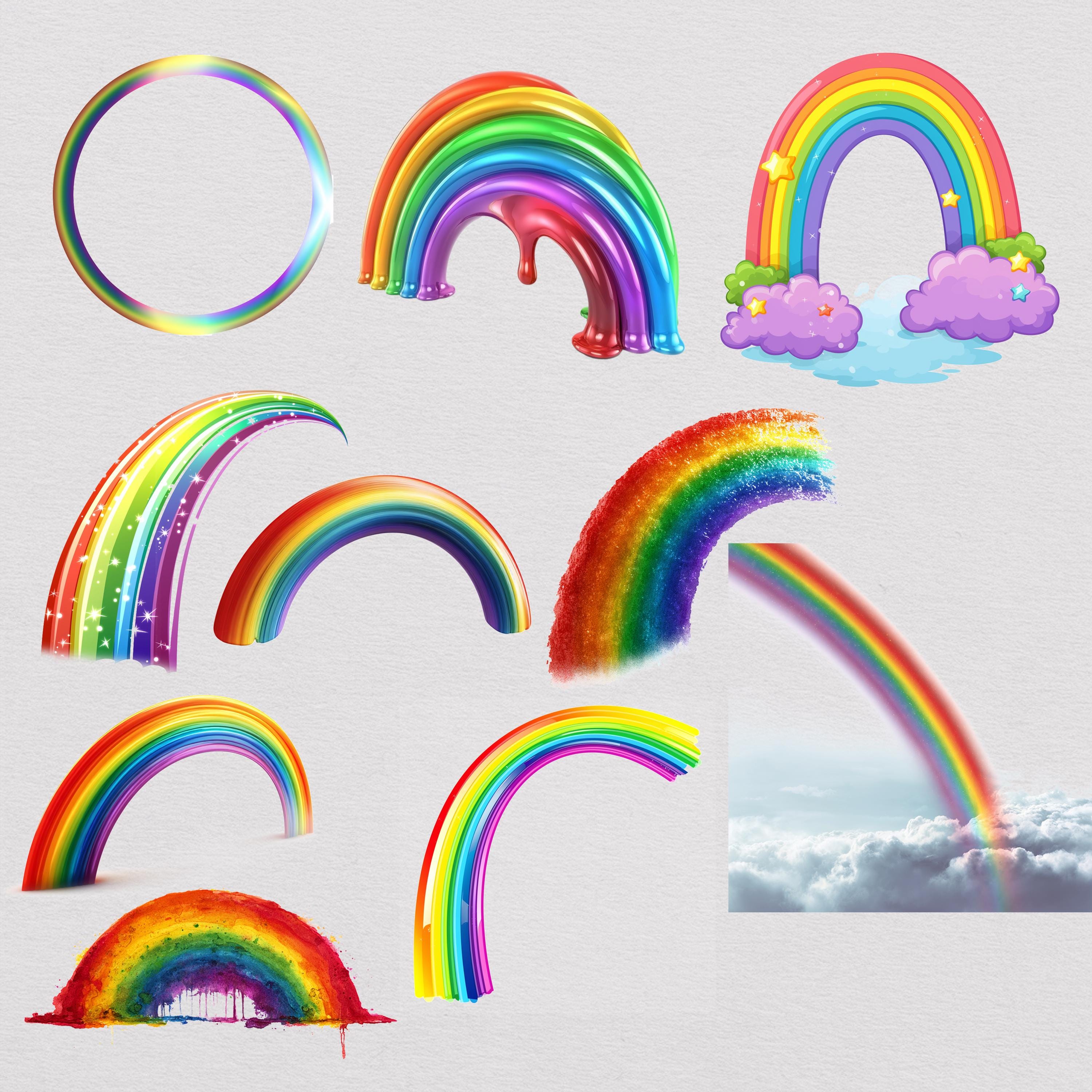 Rainbow Clipart Bundle: Watercolor Clouds, LGBT Pride Designs (digital ...