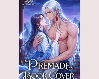 Diseño de portada de libro prediseñado de Romantasy, ilustración de novela mágica de pareja de hadas a la luz de la luna, descarga digital de libro electrónico