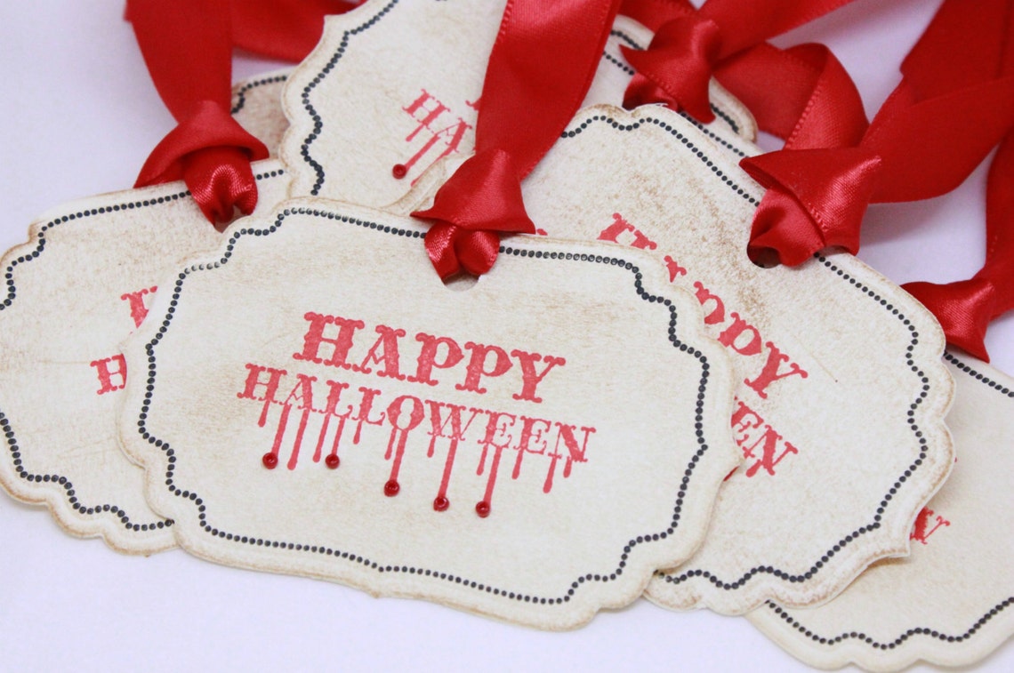 Halloween Gift Tags double Layered Happy Halloween Gift Etsy