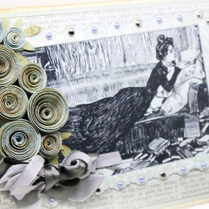 Carte de jour de mère - Livre Lover Vintage Inspiré Carte de voeux faite à la main - Roses anglaises