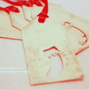 Christmas Tags (Double Layered) - Christmas Stocking Tags - Cut-Out Tags- Handmade Vintage Inspired Christmas Gift Tags - Set of 5
