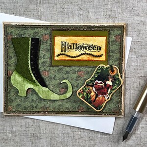 Witch Boot Halloween Handmade Card | Witchcraft Study | Midnight Archive Collection