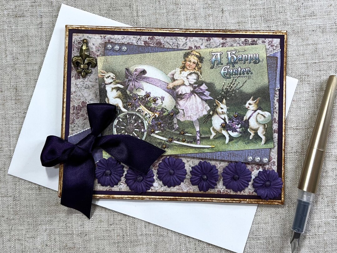 Parlor Card Collection Victorian Parlor Style “happy Easter” Handmade Card | Seasonal Images ...