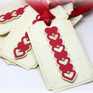 Aftelkalender voor Valentijnsdag Tags (verdrievoudigd gelaagde) - hart Gift Tags - 3D Hang Tags - etiketten - 3 dimensionale Gift Wrap Tags (Set van 8)