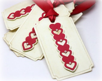 Valentine's Day Tags (Tripled Layered) - Heart Gift Tags - 3D Hang Tags - Labels - 3 Dimensional Gift Wrap Tags (Set of 8)