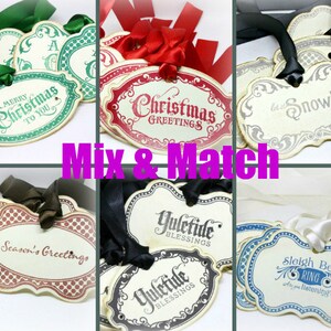 Etiquetas de regalo de Navidad (doble capa) - Etiquetas de regalo de Navidad vintage - Surtido - Etiquetas de paquete - Envoltura de regalo - Mezcla y combinación - (Conjunto de 12)