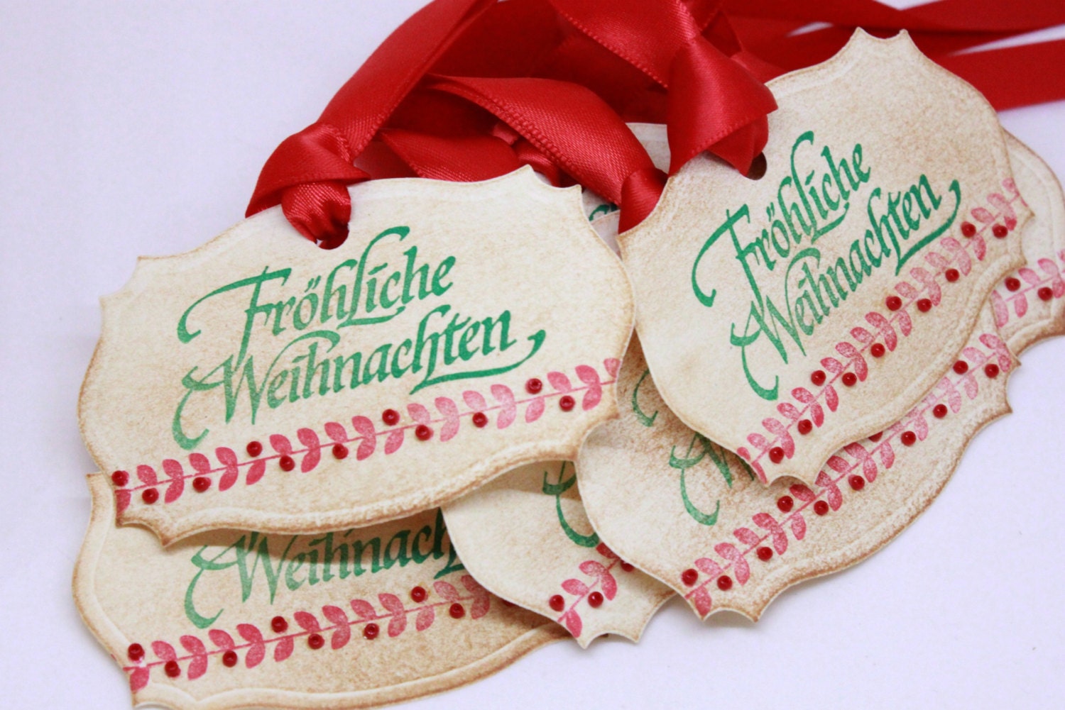 German Christmas Hang Tags double Layered Fröhliche Weihnachten/frohe ...