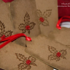 Christmas Gift Tags Holly Tags - Handmade Christmas Tags - Set of 6
