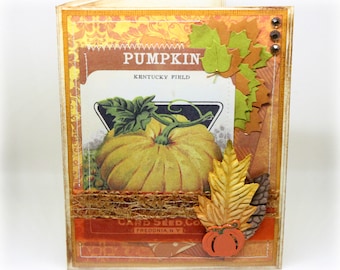 Handmade Thanksgiving Greeting Card - Fall Pumpkin Card - Vintage Inspired Fall Harvest Card - Fall Card - Autumn Greetings