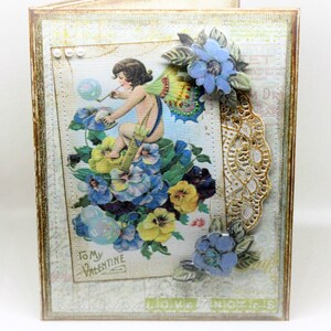 Aftelkalender voor Valentijnsdag - Cherub Card - Cupid Card - Victoriaanse stijl - Shabby Chic - elegante Valentine - Vintage stijl handgemaakte Valentijnskaart