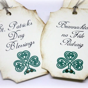 St Patrick&#39;s Day Blessings Gift Tags (Doubled Layered) - Beannachtaí na Féile Pádraig  -  Irish Language - Gaelic - Gift Wrapping (Set of 8)