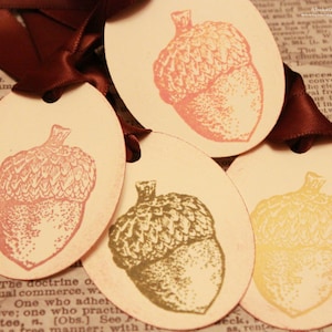 Acorn Gift Tags (dubbele gelaagde) - Vintage Inspired Fall Tags - Thanksgiving Tags - herfst Tags - Set van 8