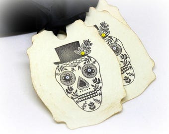 Halloween Gift Tags (Double Layered) -  Dia De Los Muertos Tags - Day of the Dead Tags - Halloween Tags - Skull Tags - Calavera (Set of 8)