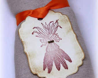 Thanksgiving Tags (Double Layered) - Harvest Corn Husk - Vintage Inspired - Fall Tree Tags - Place Setting - Napkin Tags  (Set of 8)