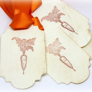 Easter Gift Tags (dubbele gelaagde) - wortel Tags - voedsel Hang Tags - Vintage stijl handgemaakte Labels (Set van 8)