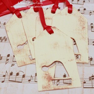 Christmas Tags (Double Layered) - Santa Claus's Hat Tags - Cut-Out Tags- Handmade Vintage Inspired Christmas Gift Tags - Set of 5