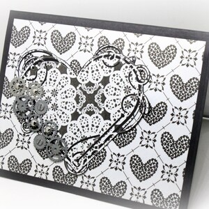 Carte de Saint-Valentin - Steampunk Heart Valentine Greeting Card - Metal Gears - Victorian Style Handmade Masculine Industrial Age Card