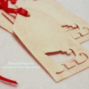 Christmas Tags (Double Layered) - Santa's Sleigh Tags - Cut-Out Tags- Handmade Vintage Inspired Christmas Gift Tags - Set of 5