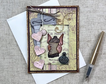 Parisian Romance Valentine | Vintage Inspired Corset Collage | Romantic Ephemera Study | Heritage Collection