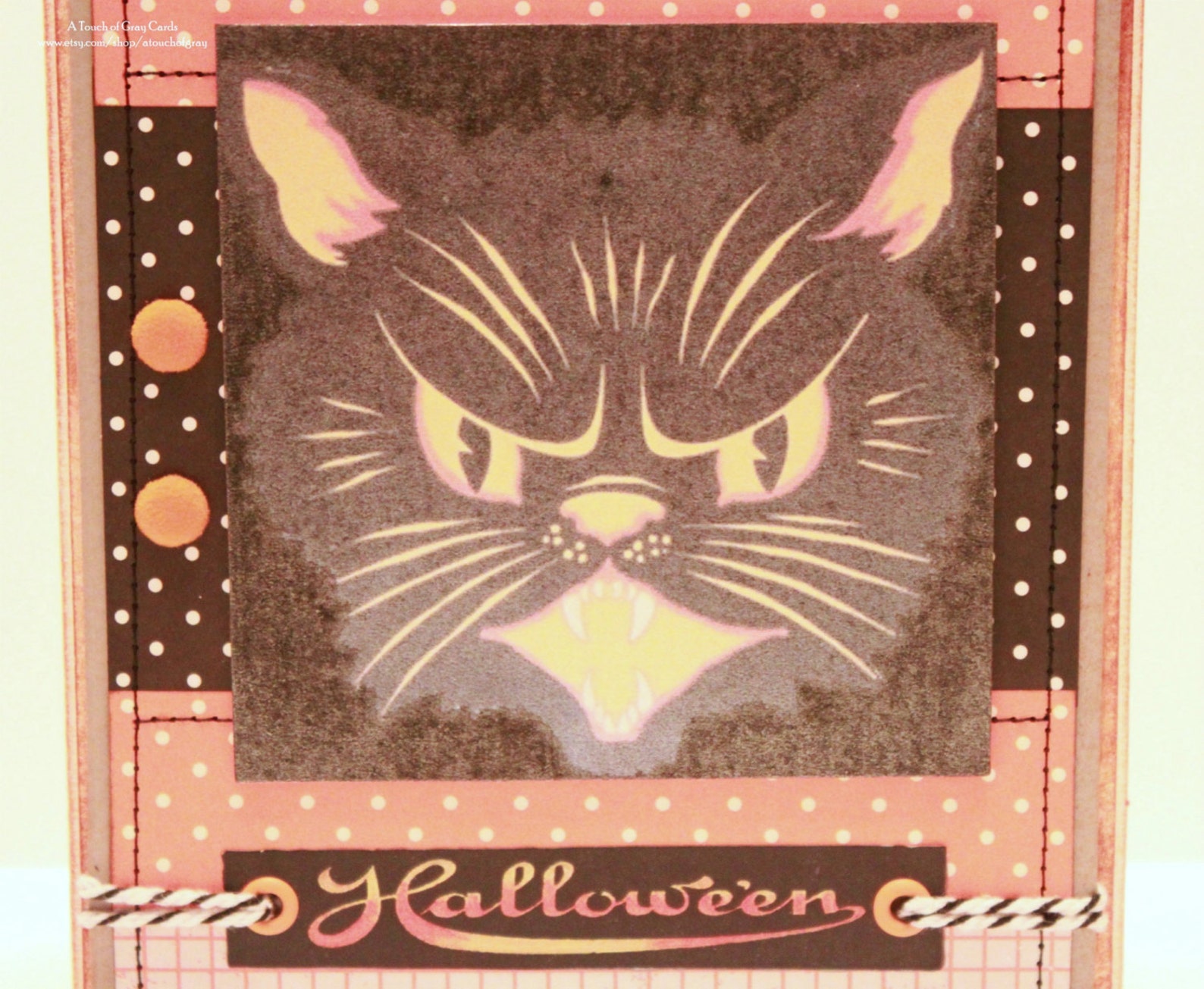 Halloween Card Here Kitty, Kitty Handmade Vintage Halloween Card
