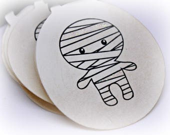 Halloween Gift Tags (Double Layered) - Mummy Tags - Mummy Gift Tag - Monster Tags - Favor Tags - Halloween Goodie Bag Tags (Set of 8)