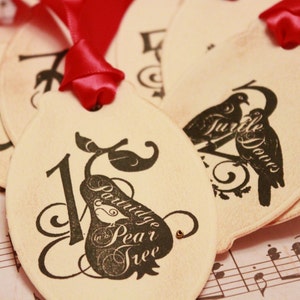12 Days of Christmas - 12 Days of Christmas Gift Tags - Vintage Christmas Tags - Twelve Days of Christmas Gift Tags (Set of 12)