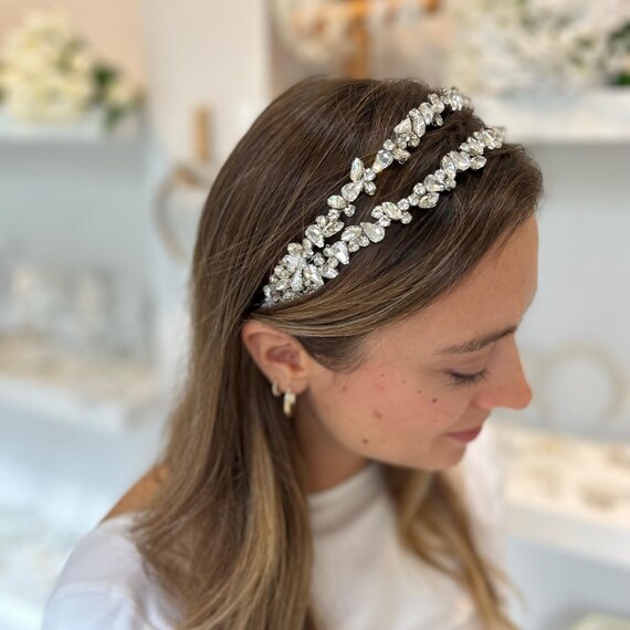 Sparkly Crystal Tiara Wedding Crown Headband Bridal Hair Accessory CRESCENT | crystal bridal tiara | TANIA MARAS BRIDAL main image 3
