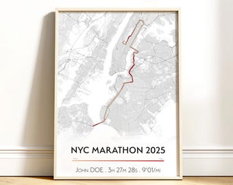 Personalized New York Marathon 2025 or any other event poster - Runner's pace in color - Perfect gift for New York marathon 2025 finishers !