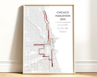 Personalized Chicago Marathon or any other event poster - Runner's pace in color - Perfect gift for finishers !