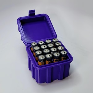 3D Printed AAA Battery Storage Case: Holds 16, Travel Organizer