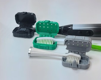 Toothbrush Head Cover: Compact Travel Case, Vented & Solid (2-Pack)
