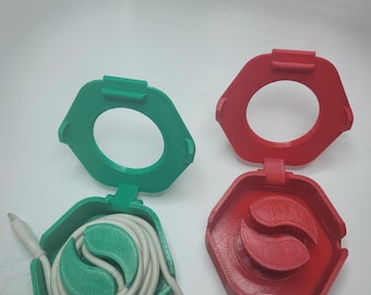 Hex Twist Cord Organizer – Snap-Lid Travel Cable Winder for Charging Cords, Earbuds & More