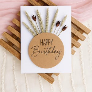 Handgemachte Karte mit Trocken-Blumen Happy Birthday Card Geburtstagskarte 3d Design