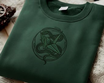 Besticktes Dark Romance Papierkranich- und Schlangen-Sweatshirt, ich schwor, ich war dein immer, Romantasy-Buch-Liebhaber-Shirt