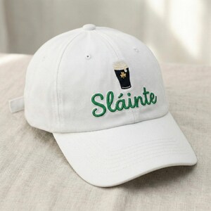 Sláinte Guinness Embroidered Washed Baseball Cap: Irish St. Patrick's Day Dad Hat, St. Patrick's Day Gift Hat, Irish Beer Lover Hat