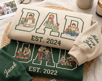 Sudadera personalizada bordada para papá con foto, regalo personalizado para el Día del Padre, camiseta de regalo para papá, camiseta con retrato sin rostro bordado