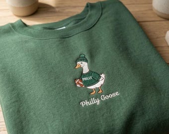 Philly Goose Embroidered Sweatshirt, Football Goose Crewneck, Funny Sports Fan Shirt, Game Day Goose Gift, Philadelphia Football Lover