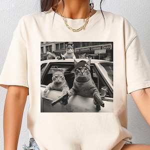 Funny Cat Gang Vintage Shirt, Cat Lover Gift Shirt, Cat Meme Tee, Funny Kitty Tee, Silly Meme Gift Shirt, Gen Z Joke Shirt