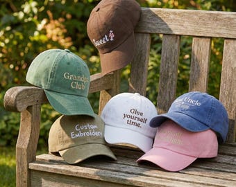 Benutzerdefinierter Text gestickter Hut, personalisierte Kappe mit Namen, Logo-Baseballmütze, Geschenk für Braut, Vater der Mutter, Junggesellinnenabschied, entwerfen Sie Ihre eigene Kappe